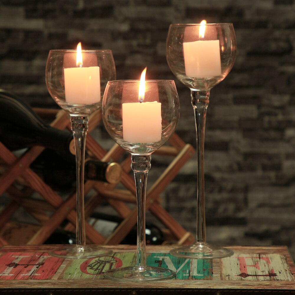 3PCS Set Crystal Glass Candle Holder Candelabro De Vela Crystal Centerpieces Votive Candle Holders