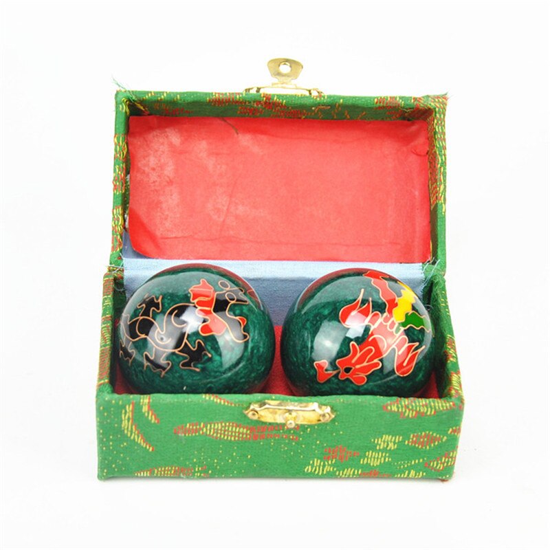 Chinese Health Meditation Balls Hand Wrist Solid Fitness Handball Health Exercise Stress Relaxation Therapy Chrome Hand Massage: Green Dragon