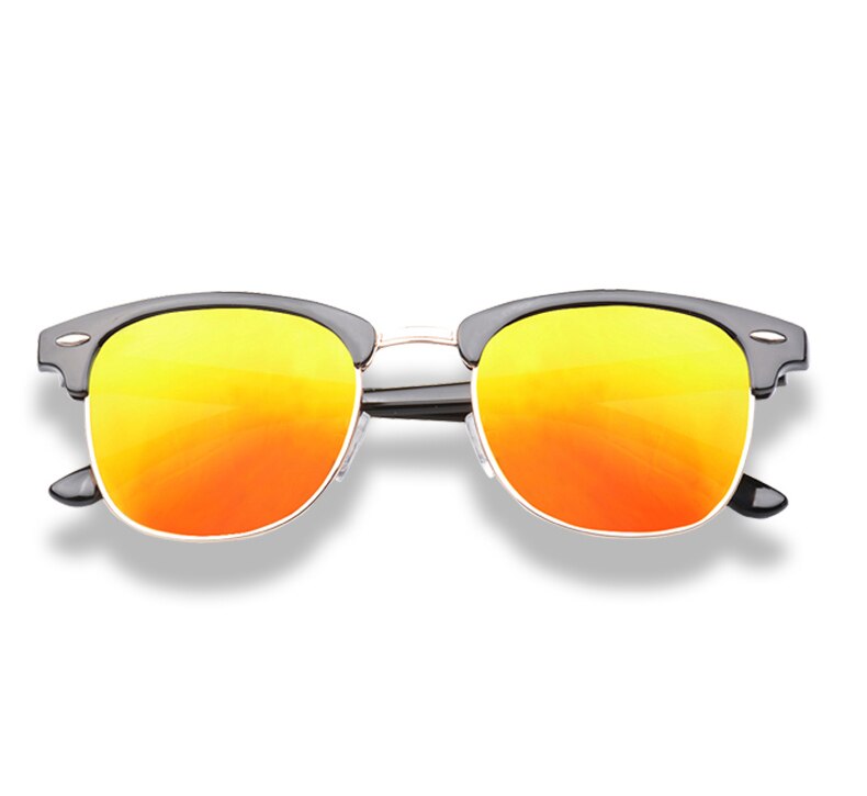 Tortoise inspiré classique demi-cadre cornu Semi-sans monture hommes femmes lunettes de soleil polarisées lunettes rétro 3016: Black Orange