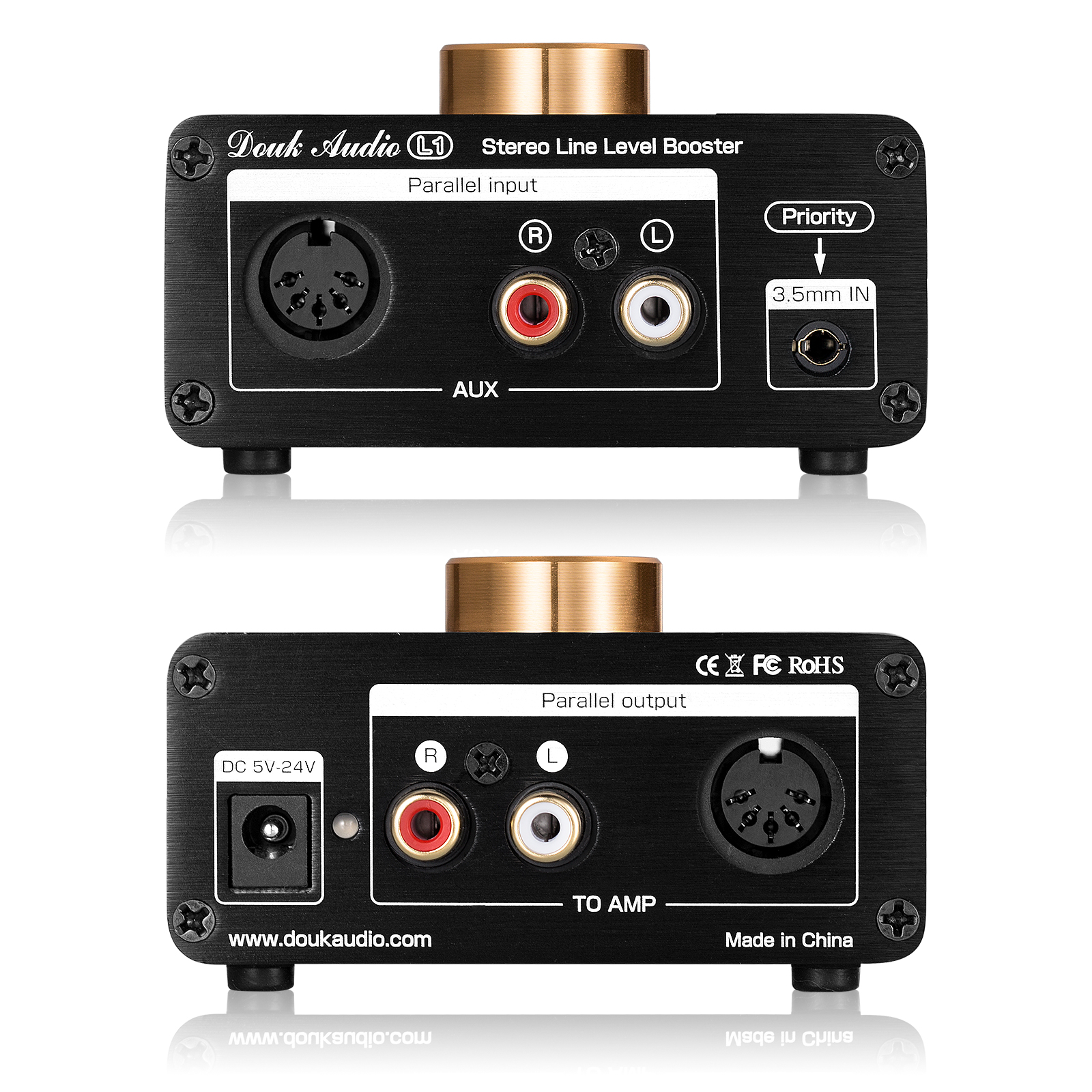 Douk Audio Mini High-gain Stereo Line Level Booster Amplifier Audio Signal Amp HiFi Home Desktop Preamp for MP3/iPod/iPad/iPhone