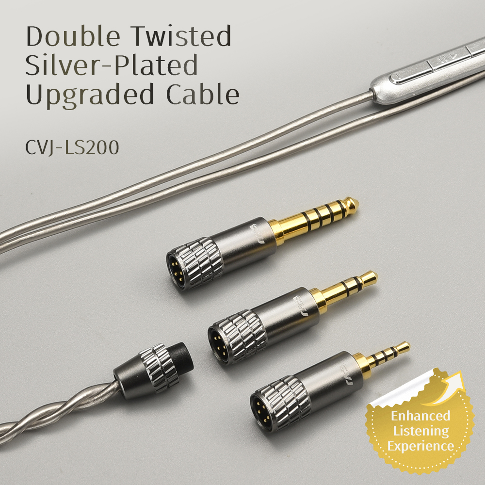 CVJ LS200 podwójnie skręcony posrebrzany, ulepszony kabel słuchawkowy ze złączami mikrofonu 2.5 3.5 4.4 typu C dla TRN KZ Konoka