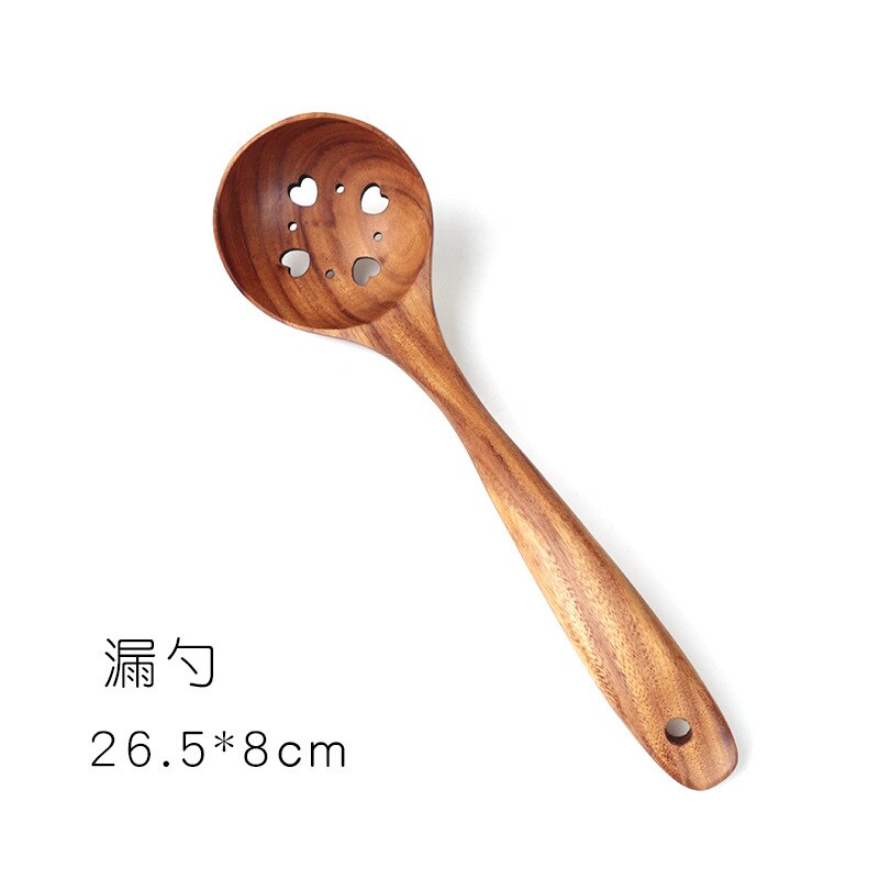 1PC solid wood soup spoon rice spoon tableware cooking long handle wooden shovel household kitchen shovel cooking spoon set: M