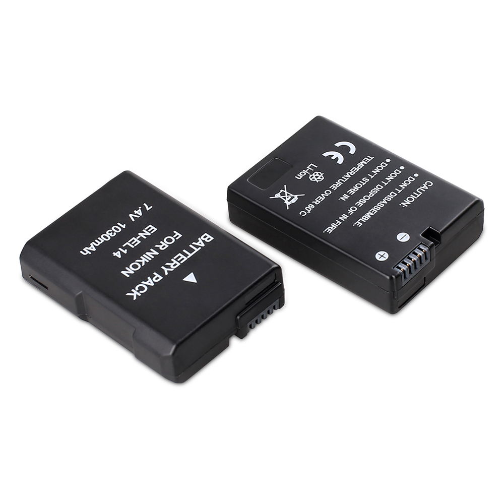 spash Vertical Battery Grip with 2pcs EN-EL14 Batteries for Nikon D5300 D5200 D5100 as MB-D51 Handgrip Holder Pack Battery Set