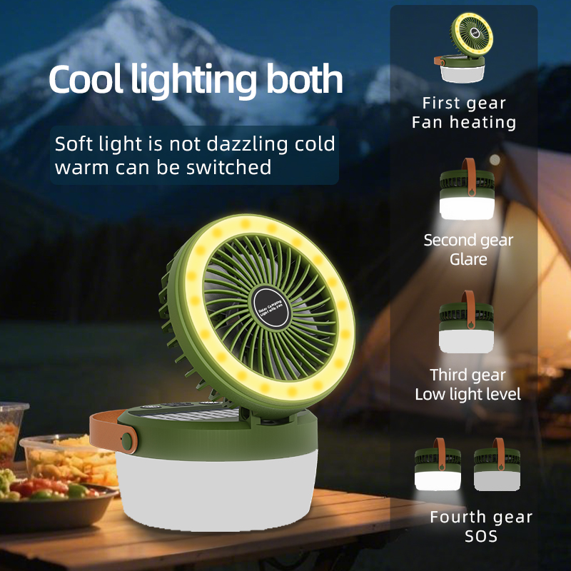 4 lichtmodi Outdoor zonne-ventilator Lantaarn Campingverlichting 2-in-1 met ophangen voor stroomuitval Noodoverleving Reisavontuur