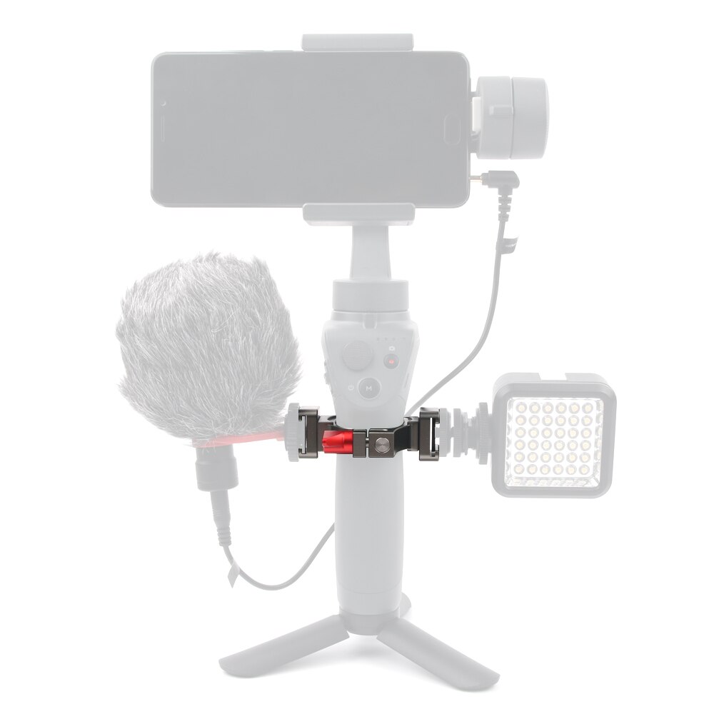 Expansion Bracket Clip Holder with 2 Shoe Mounts for DJI OSMO Mobile 2 Handheld Gimbal Stabilizer for Microphone LED Light