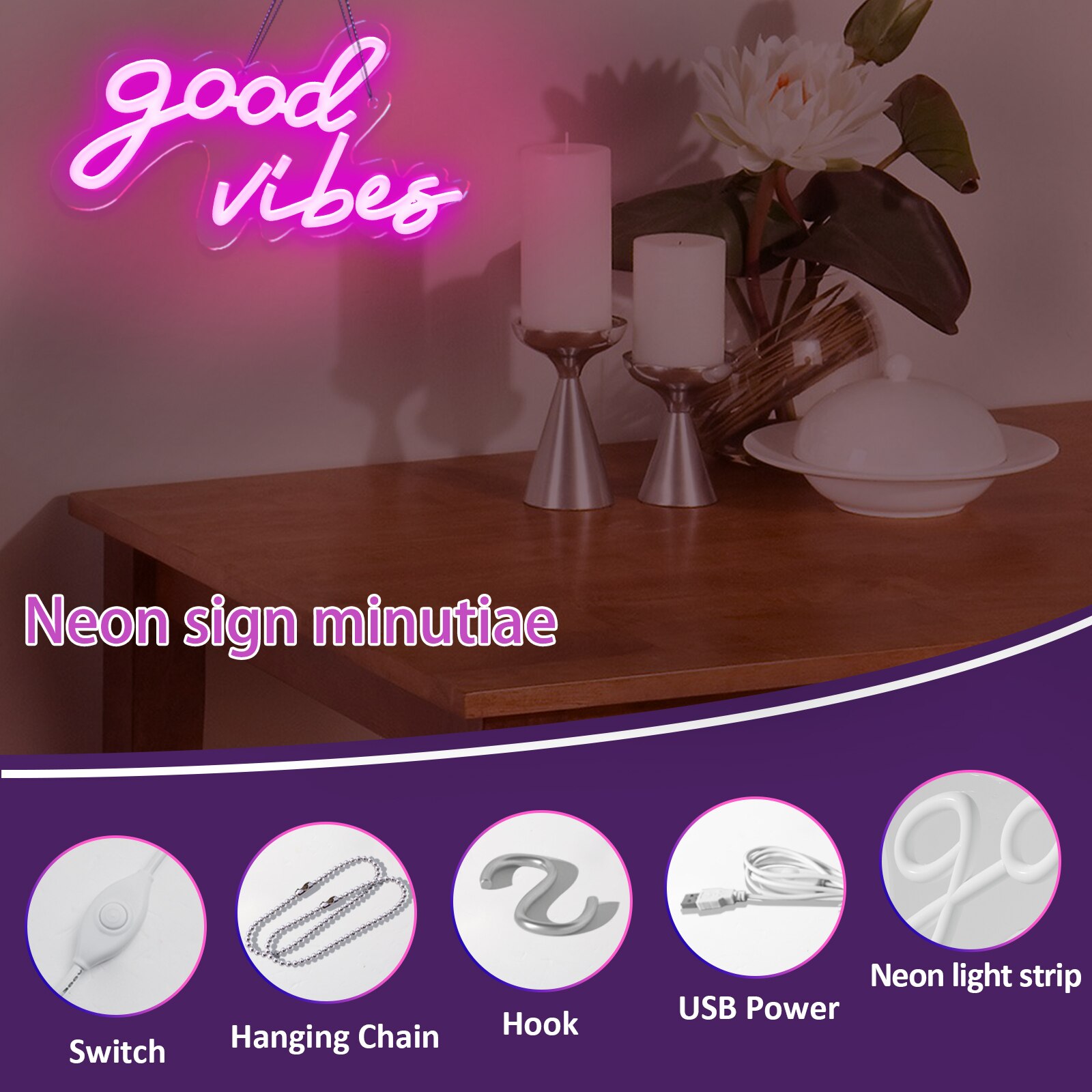 Dobre wibracje Neon ściana ślubna wiszące Led znaki neonowe po prostu zrelaksować się lampki nocne Led dekoracja sypialni wystrój pokoju
