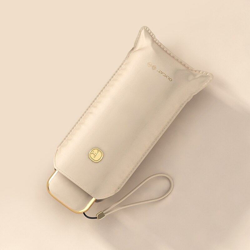 Xiaomi-paraguas plano y automático para mujer, sombrilla ultraligera de viaje, portátil, Anti UV, plegable, 6 varillas: gold B