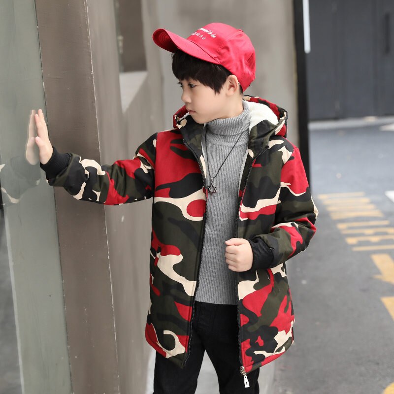 Manteau de Camouflage russe pour enfants, veste chaude à capuche épaisse à la
