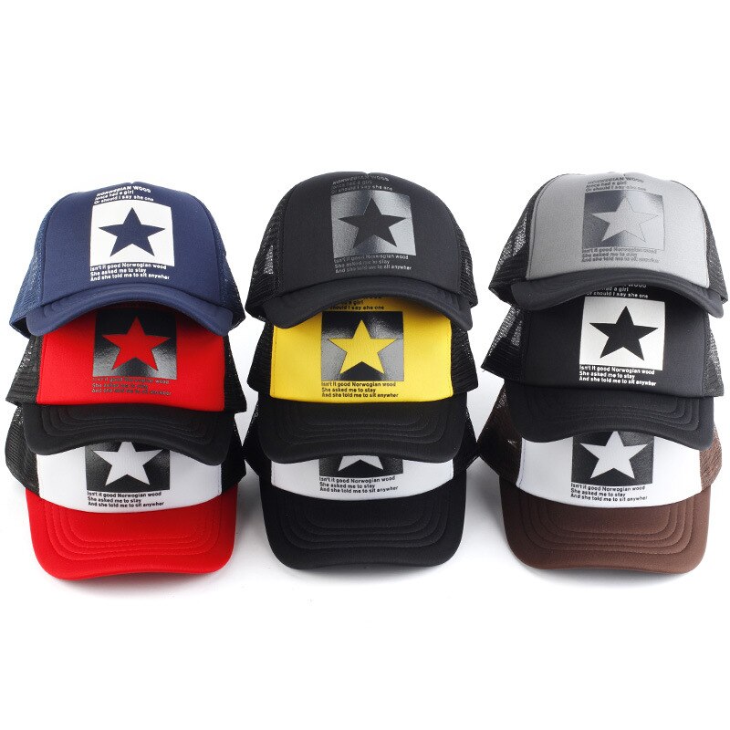 Summer multicolor baseball caps for men and women multicolor hollow hats five-pointed star style hip-hop city rebound unisex