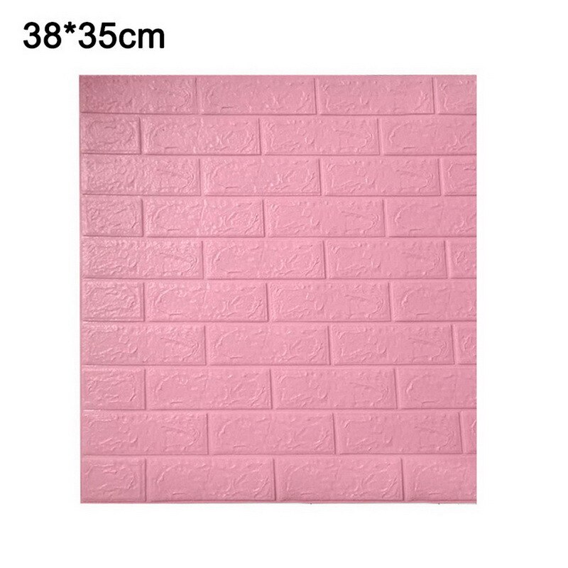 1pcs 3D Brick Wallpaper Waterproof Waterproof Contact Paper Doors For Living Room Bedroom Background Foam Wall Decoration: Pink