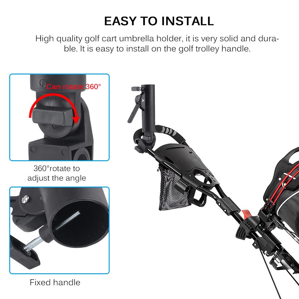Golf Adjustable Angle Lock Umbrella Trolley Double Lock Connector Stand Golf Cart Rotating Umbrella Stand Umbrella Stand Golf