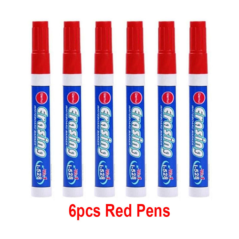 Stylo marqueur effaçable de grande capacité, 4 couleurs, pour tableau blanc, fournitures de papeterie pour salle de classe, réunion de bureau: 6pcs Red Pens