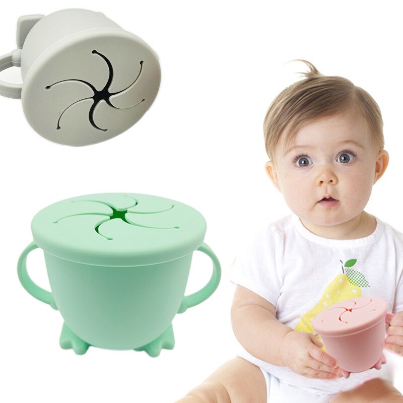 1PC Baby Silicone Snack Cup Baby Double Handle Silicone Feeding Bowl Spill-Proof Biscuits Container Box Snacks Storage Box