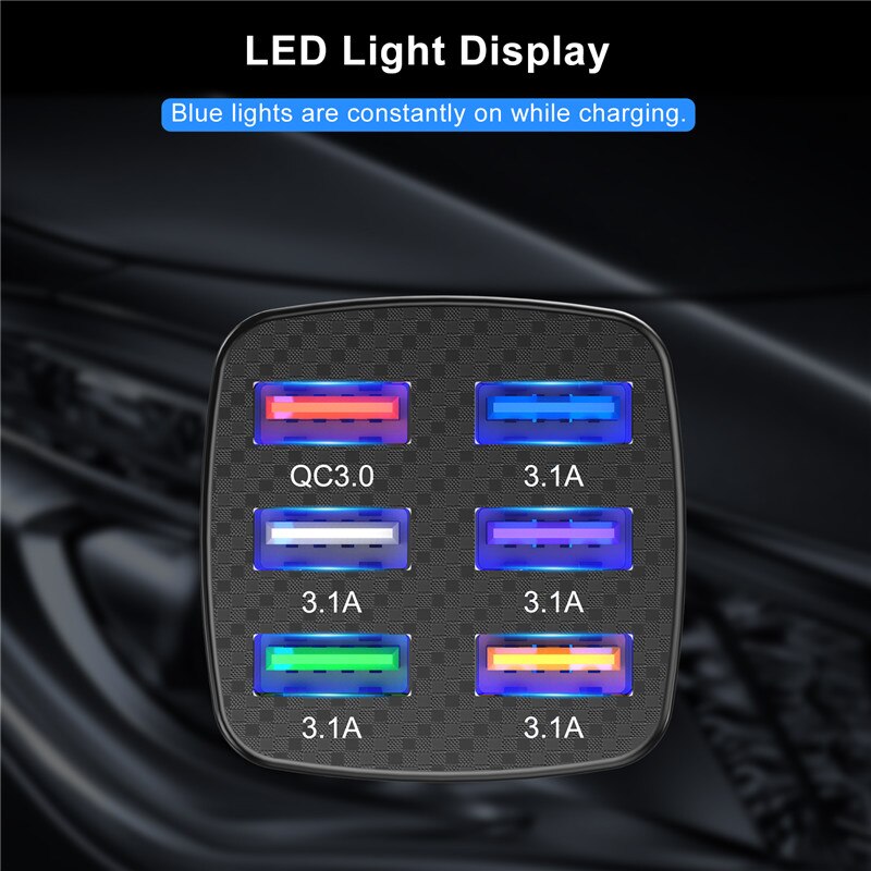 Olaf 6- port-schnelllade-kfz-usb-ladegerät für iphone 13, xiaomi, huawei, samsung, phoneqc 3.0, typ-c-adapter für den einsatz im auto