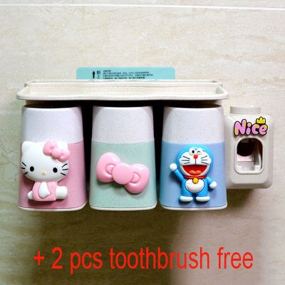 Boxi Automatic Toothpaste Squeezer Toothbrush Cup Dispenser Dust-Proof Toothbrush Holder Cartoon Cup Bathroom Accessories: 0303