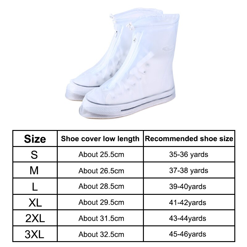 Antislip Wateproof Laarzen Unisex Regen Schoenen Cover Herbruikbare Rits Hoge Top Rainny Dag Protector Schoenen Case Dikke Regendicht boot: White / Xxxl