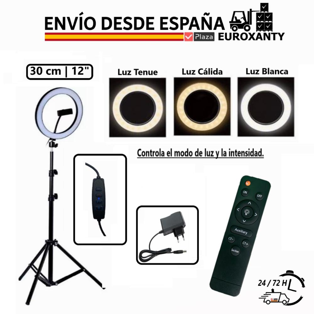 EUROXANTY®| LED light hoops | Ring light with tripod | Ring light | Ring light mobile holder | Tik Tok | Plaza España: 30 cm 12 "with control