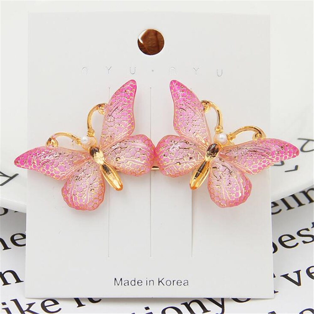 Barrettes pinces à cheveux papillon pour filles, épingles à cheveux en métal acrylique, épingles à cheveux coréennes pour femmes, accessoires: B-Rose Red