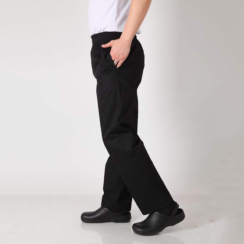 Elastische Taille Koch Arbeits Hosen Hotel Restaurant Schwarz Kleidung Kellner Hosen Männer Koch Hosen