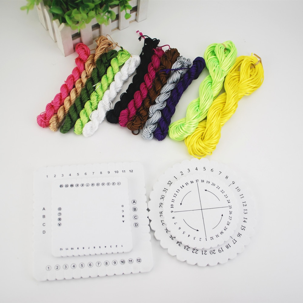 Gør-det-selv macrame snore kumihimo skive plade flettet snor armbånd schijf disk håndlavede materialer jump ring spænde kvast sæt  ds208