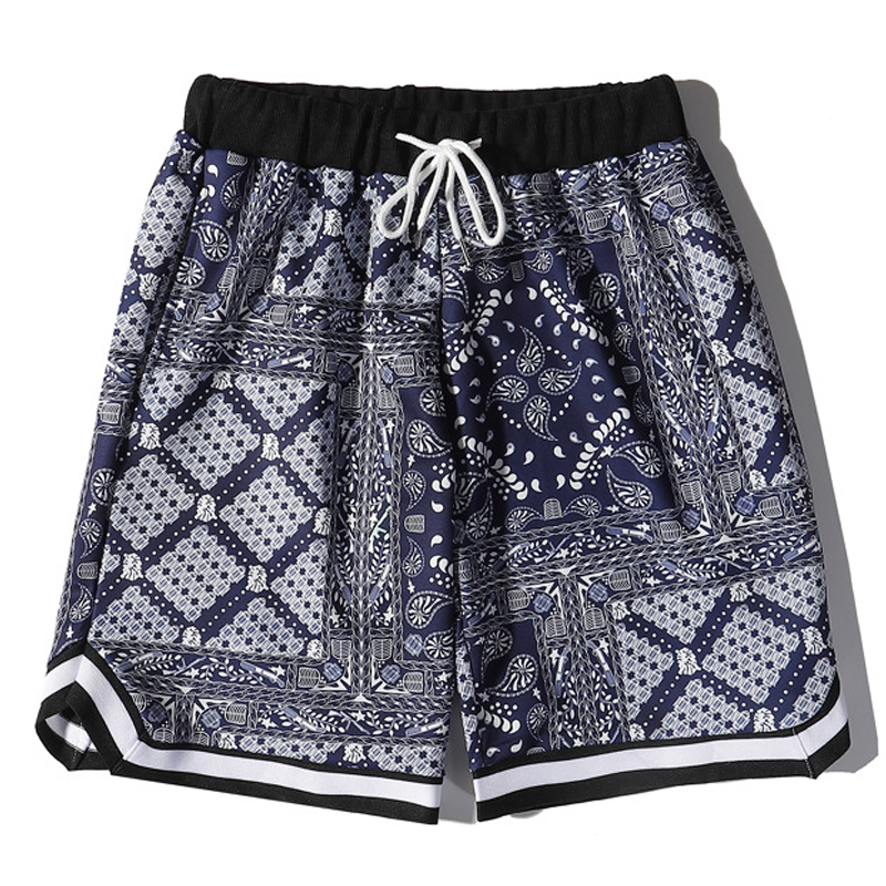 ELKMU – short Bandana pour hommes, Streetwear, Harajuku, Hip Hop, longueur aux genoux, été, HM159,: blue / XXL