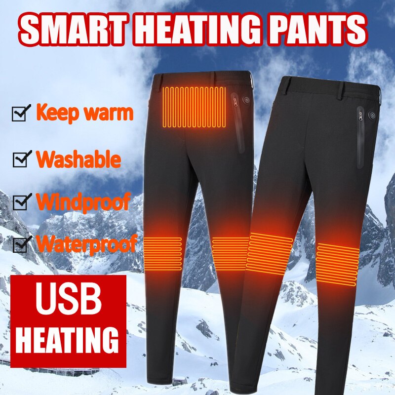 Elektrische verwarmde warme broek heren dames usb verwarmde basislaag waterdichte winddichte broek geïsoleerde verwarmde voor kamperen wandelen