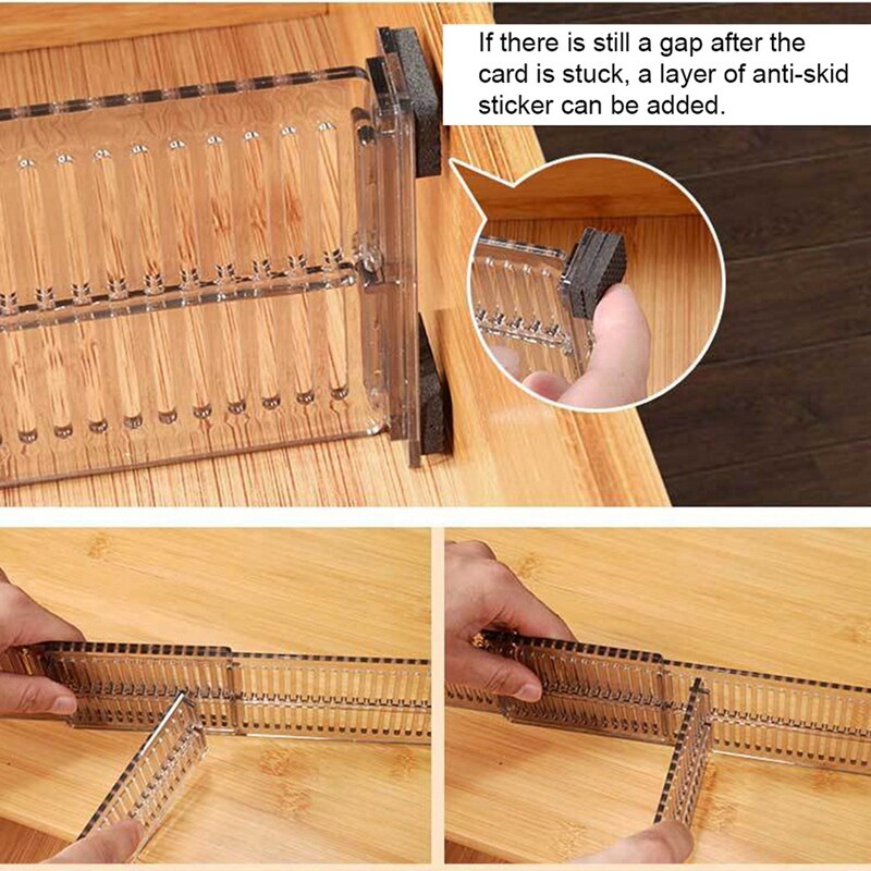 8 PCS Adjustable Drawer Dividers DIY Cabinet Storage Partition Divider for Clutter Kitchen Cutlery Organizer Separator