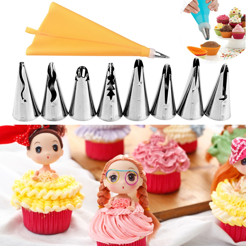 10 Stks/set Bruiloft Russische Nozzles Pastry Bladerdeeg Rok Icing Piping Nozzles Pastry Decorating Tips Cake Cupcake Decor Tool