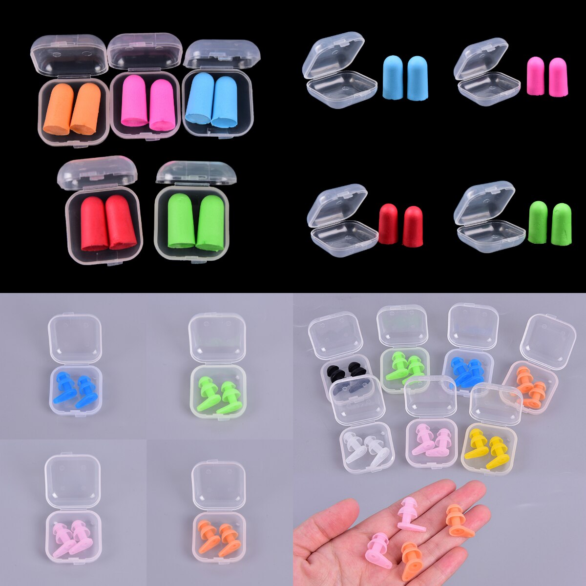 2PCS/1Pair Box-packed Comfort Earplugs Noise Reduction Silicone Soft Ear Plugs Swimming Silicone Earplugs Protective For Sleep