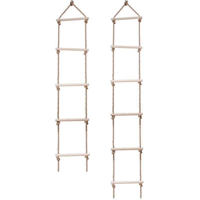 Bambini ragazzo scaletta da arrampicata giocattoli per il Fitness pioli in legno scala in corda bambini arrampicata Indoor Outdoor Garden bambini Sport corda altalena: 6-level ladder