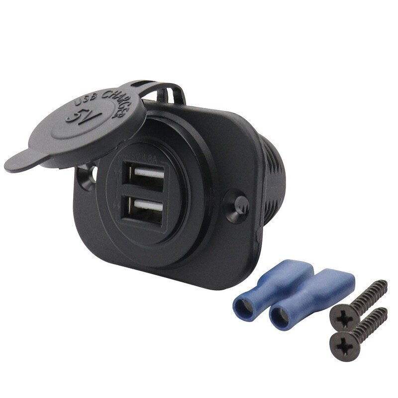 12V-24V Waterproof Car Doul USB Charger Socket 5V 4.8A LED Digital Display For Marine RV Boat Motorcycle Truck power adapter
