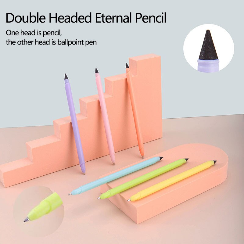 6PCS Doppel-headed Bleistift Und Kugelschreiber Stift Student Ewige Bleistift Nette Stift