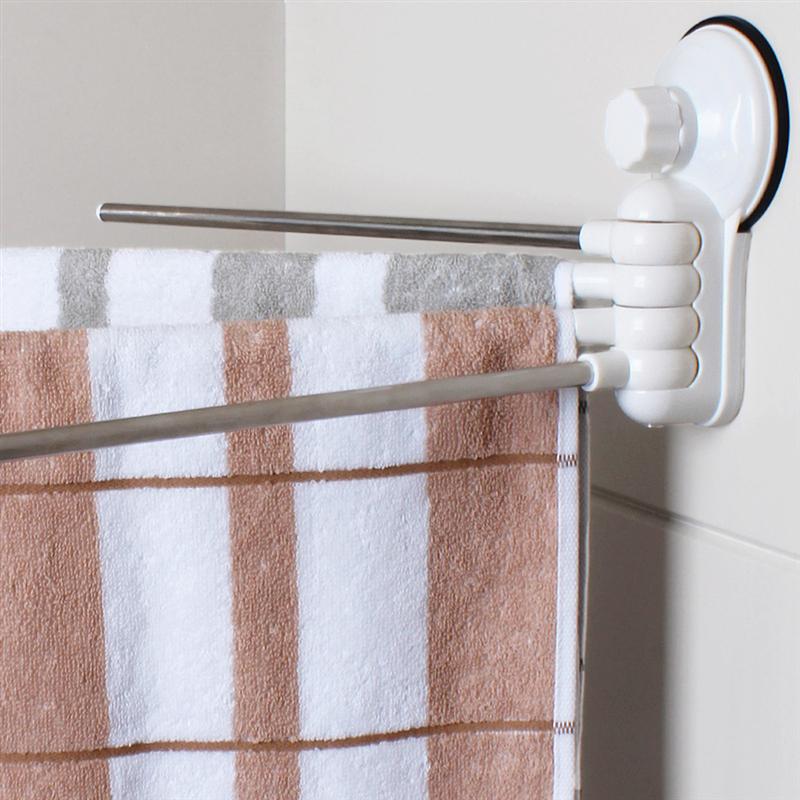 Roterende Handdoek Staaf Vier-Bar Handdoekenrek Zuignap Muur Handdoek Hanger Over Rek Voor Thuis Hotel Badkamer Benodigdheden (Willekeurige Kleur)