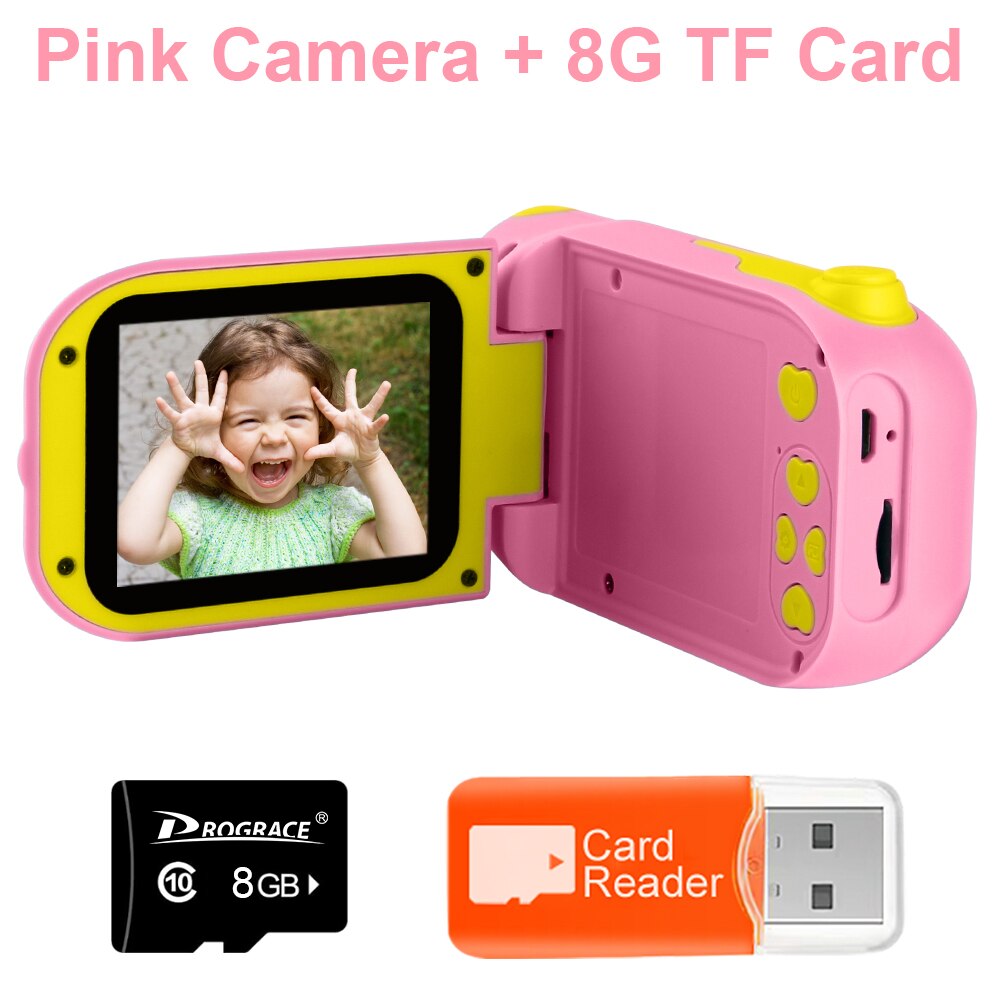 Prograce 12MP chico s Cámara de juguete los niños Digital foto de cámara Cámara juguetes para niños de las niñas para chica Vlog Mini cámara para chico: Pink DV Add 8G Card