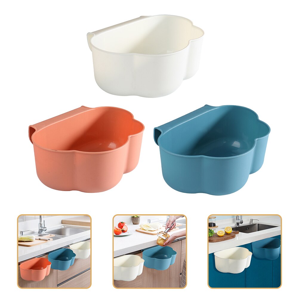 3pcs Small Garbage Container Kitchen Hanging Garbage Bin Under Sink Hanging Waste Bin