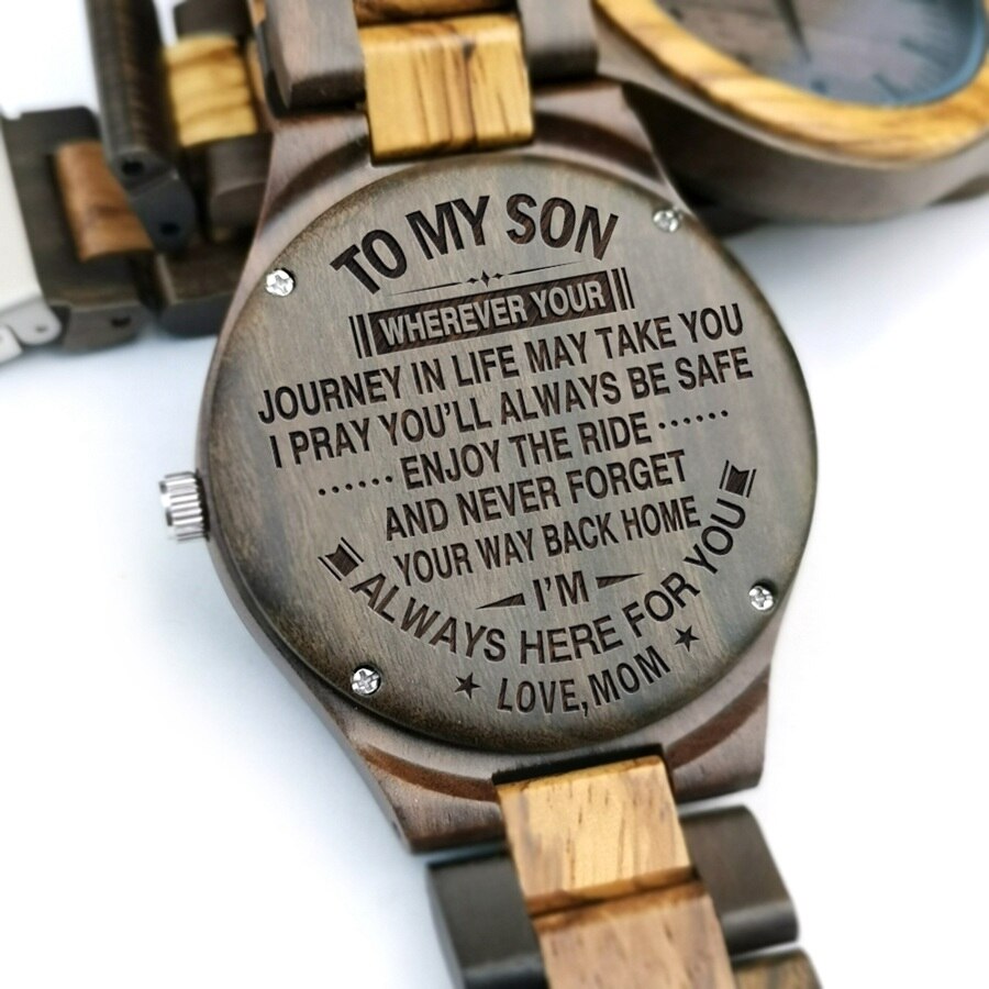 Aan mijn zoon - je bent in staat om alles te bereiken als je je er maar op richt houten gegraveerd horloge gegraveerd heren sandelhout horloge: Y1805