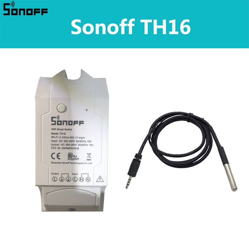 Sonoff-interruptor inteligente TH16 TH10 WiFi, Sensor de temperatura, humedad, transmisor de temperatura y humedad DS1820, AM2301: TH16  DS1820