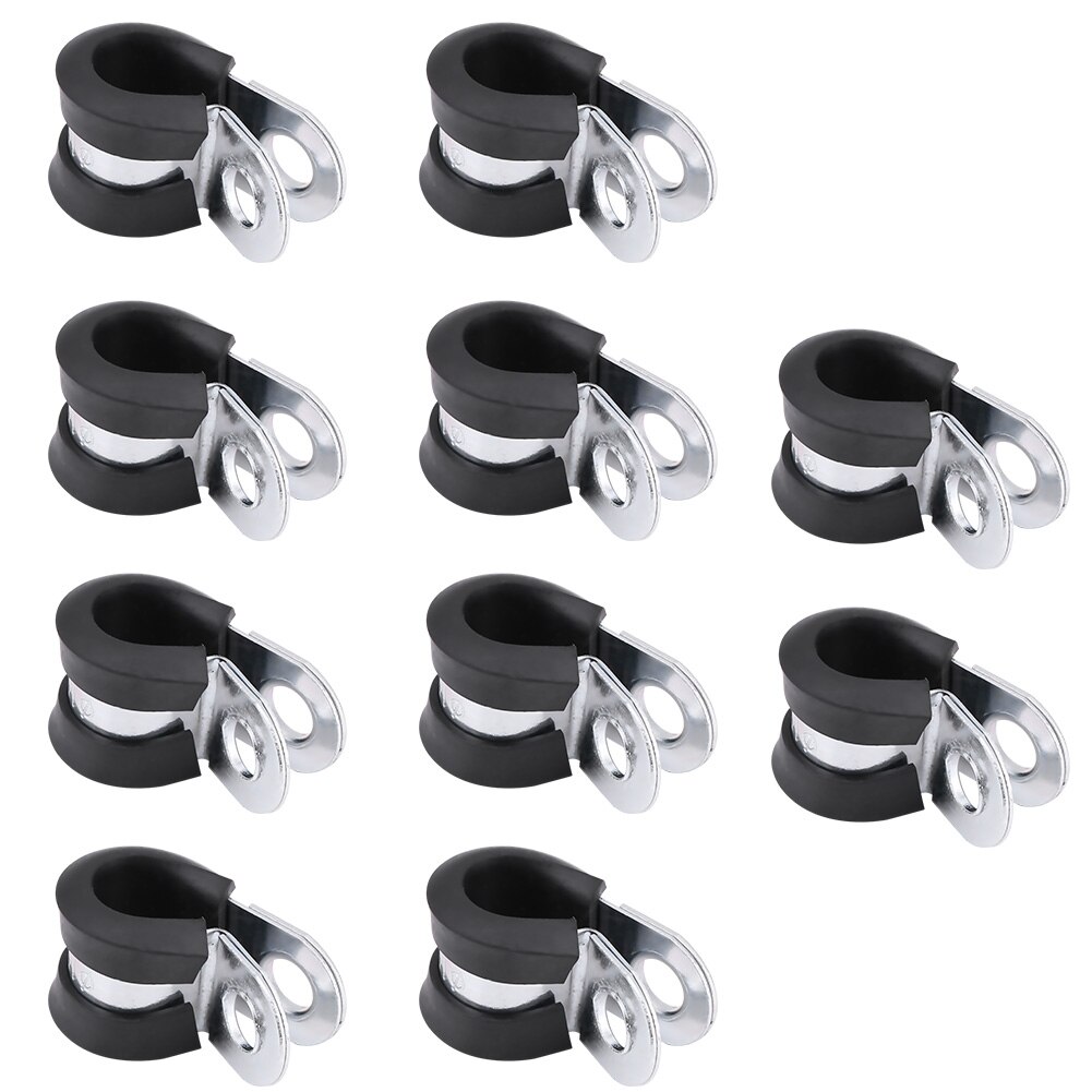 10PCS 6mm Fuel Line Clamps Rubber Cushion Clamp Aluminum Rubber Drive Clamp Adjustable Pipe rubber insulation