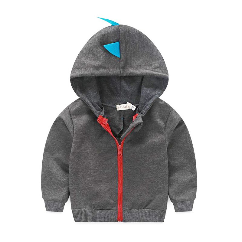 frühling Herbst Baby Jungen Kleidung Mäntel Kleinkind Jungen Langarm Dinosaurier Reißverschluss Kopf Kappe Jungen Jacken Mantel Baby Mädchen kleidung: dunkel grau / 12m