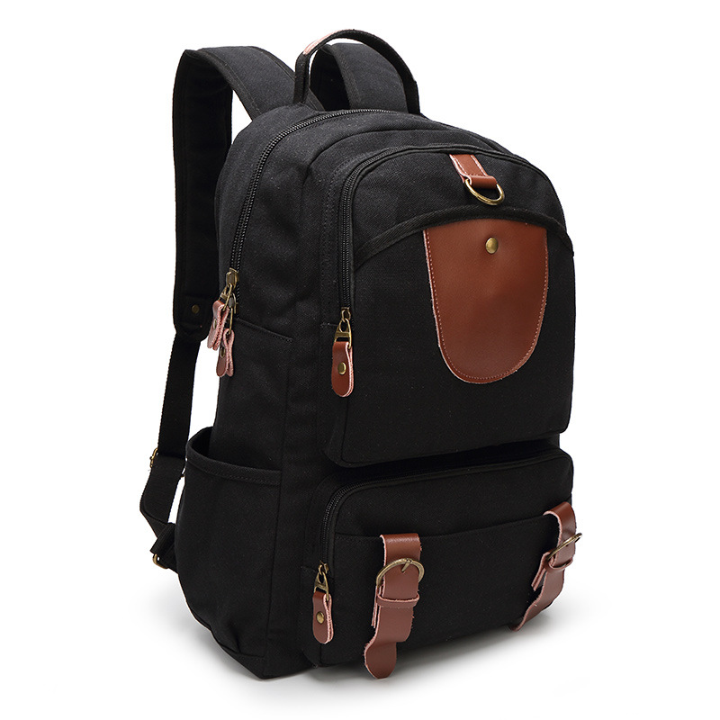 Boshikang Reizen Rugzak Multifunctionele Reizen emmer Rugzak Mannen Rugzak Canvas Student School Rugzak: Black