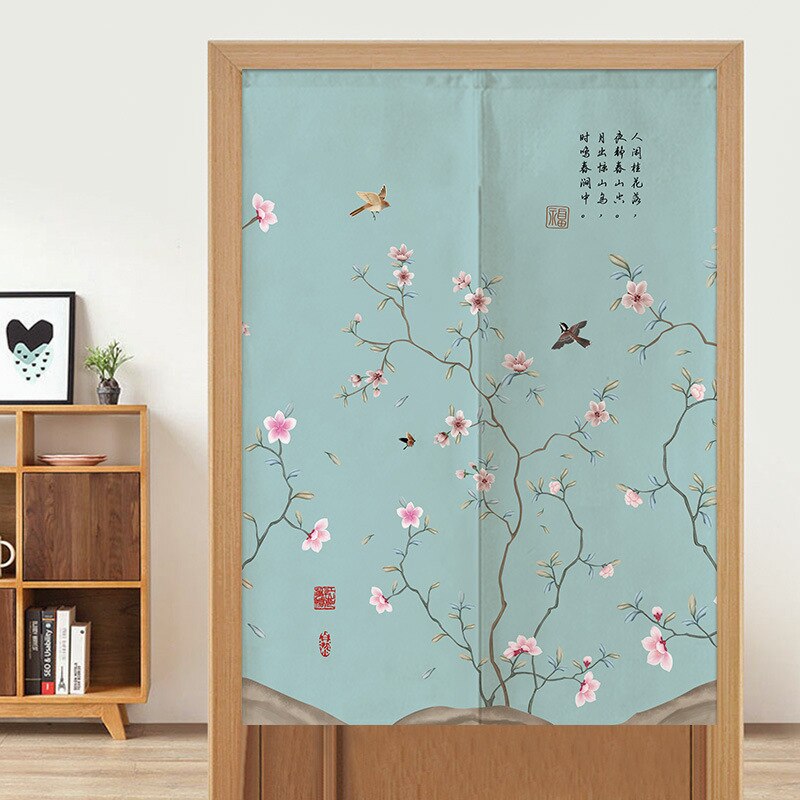 Chinese Bloem En Vogel Deur Gordijn Woonkamer Slaapkamer Half Gordijn Noren Japanse Gordijn Entree Feng Shui Deur Gordijn