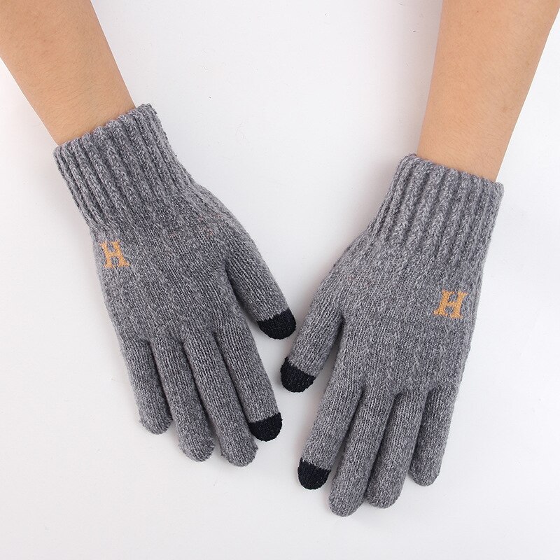 Guantes invierno guantes de pantalla táctil engrosada lana guantes lana tejidos de teléfono móvil juegos de aprendizaje en guantes de los hombres: A349-2