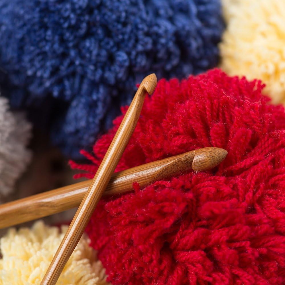 Juego de ganchillo de bambú de tamaño pequeño, herramienta de tejer Natural hecha a mano para adornos creativos, artesanías, accesorio de tejer DIY, 3-12mm