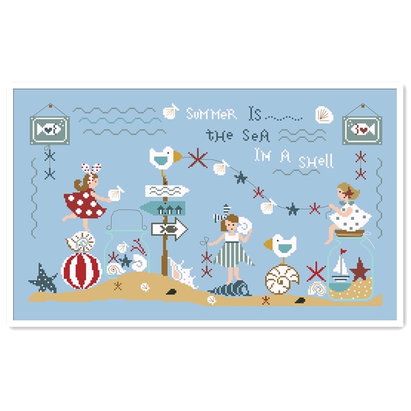 Spiaggia parco giochi punto croce pacchetto di cartone animato 18ct 14ct 11ct luce blu tessuto di filo di cotone da ricamo FAI DA TE cucito a mano