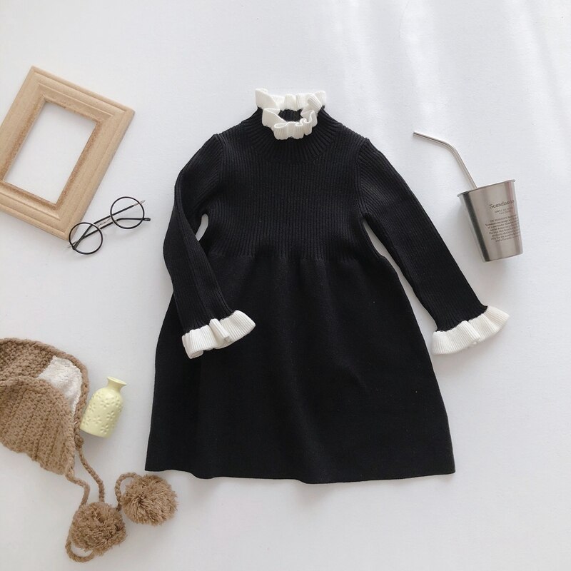 Piger sweatere kjole teenagere outfits jumper tøj flæse rullekrave hæklet sweater børn vinter varm pige sweater 10 12 14 år