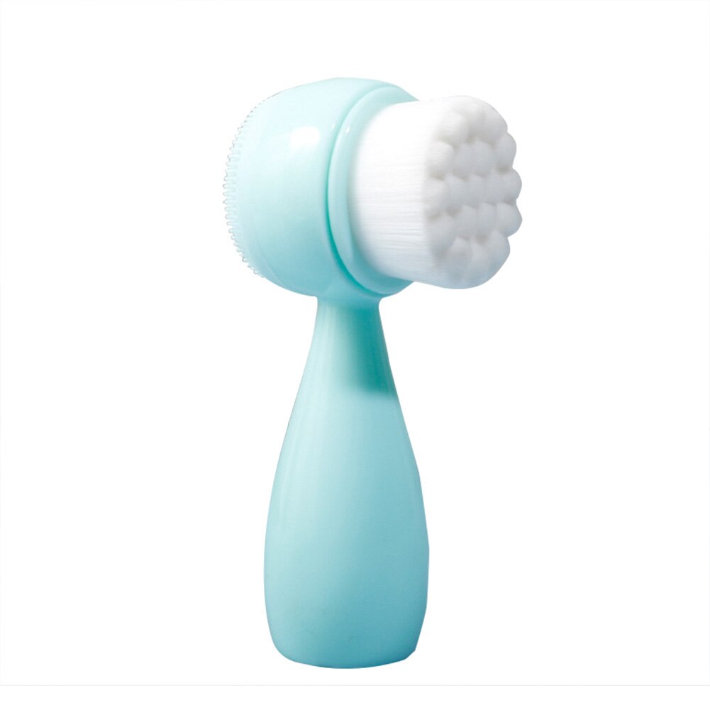 Cepillo de limpieza Facial portátil de silicona de doble cara, cepillo para limpieza de puntos negros, masaje de limpieza Facial, producto para lavado de cara: green