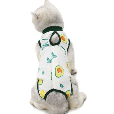 Ropa para mascotas con patrón de frutas, Mono para perro y gato, pijamas para niñas, bata quirúrgica para perros pequeños, monos para perros desteñidos antilamer: Verde / S