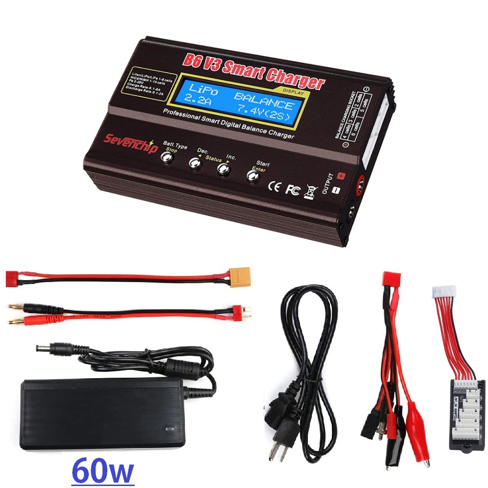 Chargeur de batterie LiPo 1S-6S 80W, décharge numérique pour batterie Li-ion Life NiCd NiMH LiHV PB + alimentation: Collocation 2 / US plug