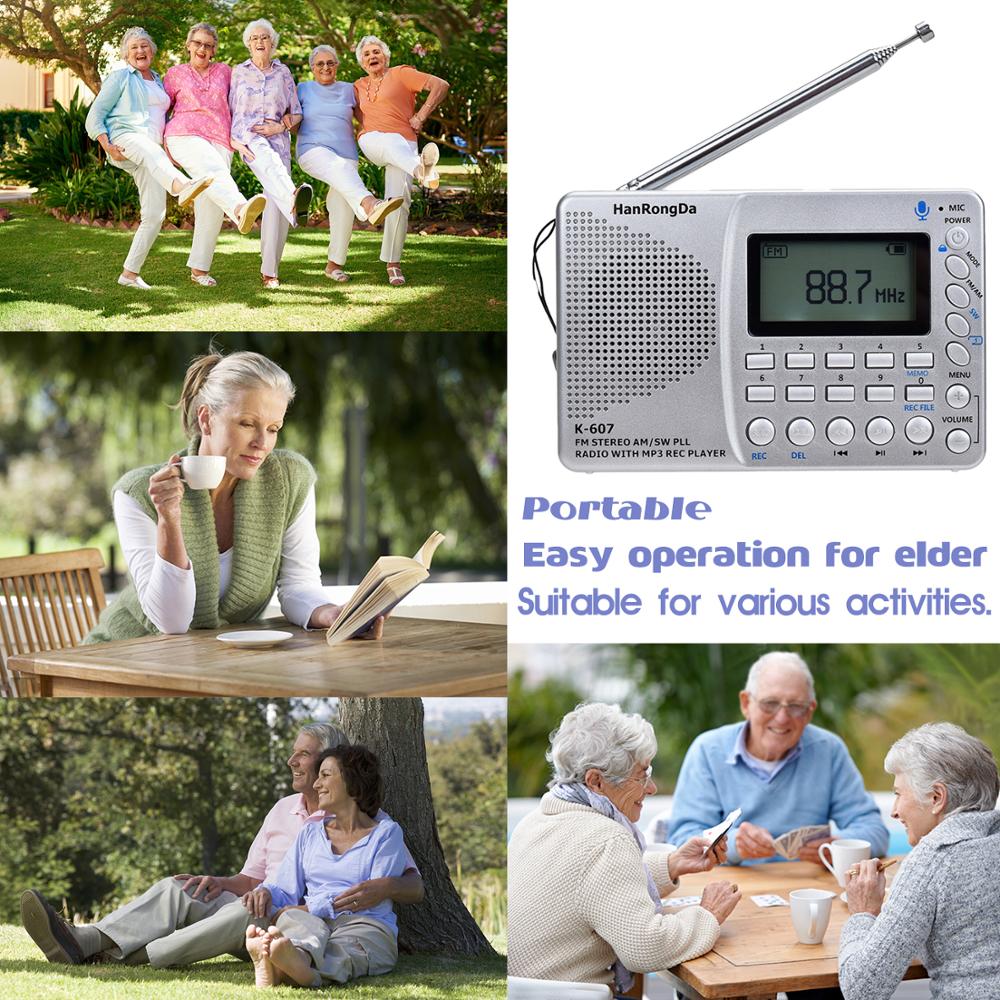 Radio FM/AM/SW stéréo Portable, récepteur pleine bande, avec prise casque 3.5MM, Support d&#39;enregistrement carte TF, lecteur de musique AUX