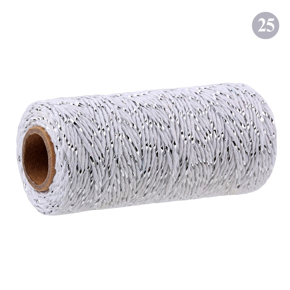 Hilo de algodón colorido para manualidades, hilo de macramé, para envolver , decoración de boda, 100 m/rollo: Silver white